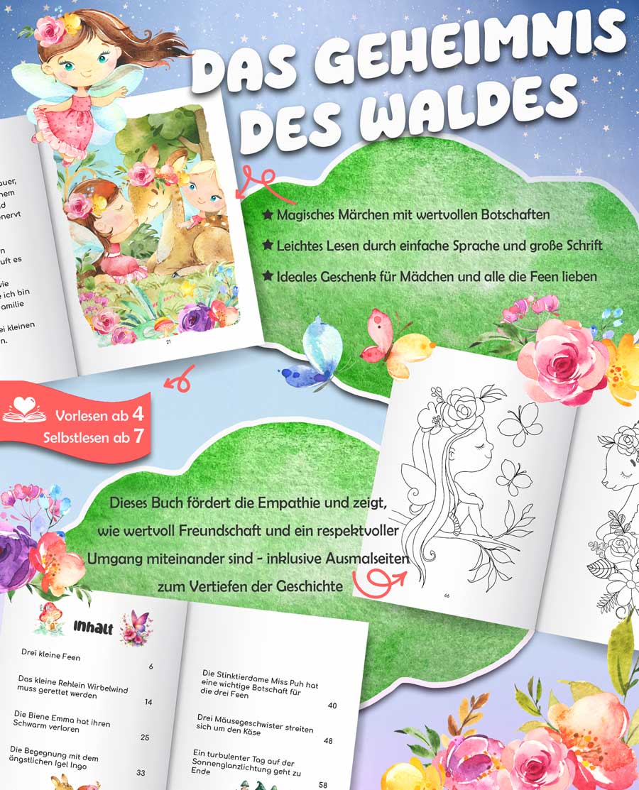 Wie Kinder durch Geschichten soziale Fähigkeiten entwickeln können - Barbara Lachner - Autorin und Fotografin - Barbara Lachner Blog-Hole dir das Feen-Ausmalbild, passend zum Kinderbuch "Das Geheimnis des Waldes -  Ein zauberhaftes Feen-Märchen über Freundschaft und Respekt.
In einer Welt, in der Bildschirme oft dominieren, bleibt die Kraft von Geschichten ein zeitloses Mittel, um wichtige soziale Fähigkeiten bei Kindern zu fördern. Bücher bieten eine einzigartige Gelegenheit, Konzepte wie Freundschaft, Konfliktlösung und Respekt auf eine Weise zu vermitteln, die Kinder nicht nur verstehen, sondern auch in ihr tägliches Leben integrieren können.
Kinder identifizieren sich mit Charakteren in Geschichten, erleben deren Herausforderungen und lernen durch deren Erfahrungen. Wenn eine Figur in einem Buch ein Problem löst oder einen Streit beilegt, bietet dies Kindern ein Modell für das Verhalten in ähnlichen Situationen. Diese Identifikation hilft Kindern zu verstehen, wie wichtig es ist, zuzuhören und empathisch auf die Bedürfnisse anderer zu reagieren.
